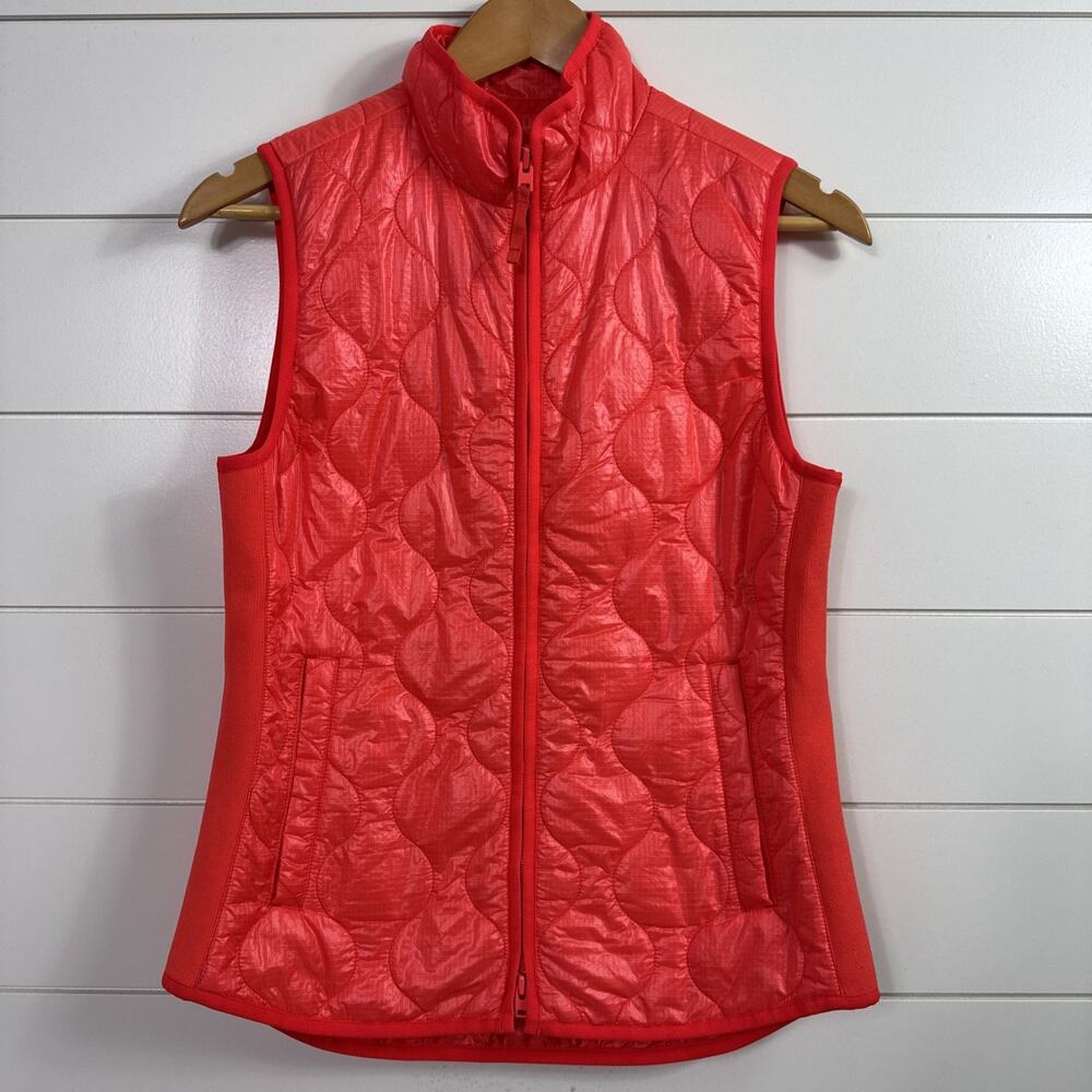 J. Crew Quilted Layering Puffer Vest Full Zip Neon Orange sz XS